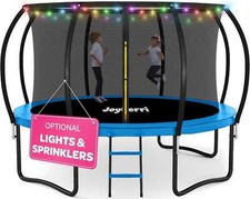 JoyBerri ASTM Certified Trampoline with Enclosure, LED  Sprinkler - 15Ft Blue