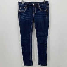 Miss Me Women's JE8253ESR Mid Rise Easy Skinny Jeans Distressed Blue Size 27