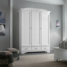 ARMADIO 3 ANTE 3 CASSETTI X CAMERA LEGNO MASSELLO COUNTRY MODERNO LACCATO BIANCO