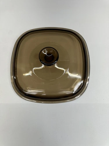 Pyrex A9C Glass Lid Amber Brown 8" Square Corning Ware Casserole Cover