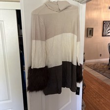 Alfani Color blocked Sweater with Faux Fur Cuffs Sz 3XL