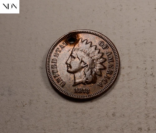 1873 (open 3) Indian Head Penny Cent - Very Fine (VF) Details - #I703