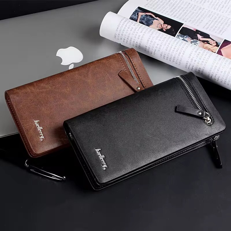 Men's Bifold Leather Long Wallet Zip Coin Multi Card Holder Purse