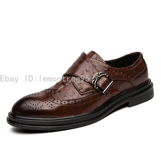 SAOLA Scarpe da festa casual uomo fibbia intagliata punta alare in finta pelle brogue Oxfords casual