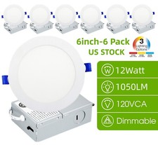 6 Inch 3CCT White LED Recessed Ceiling Lights, 3000K-5000K Selectable Downlight