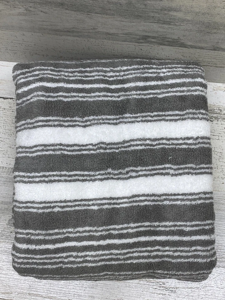 Ralph Lauren Sanders Striped Pewter / White Bath Towel New - Image 2 of 4
