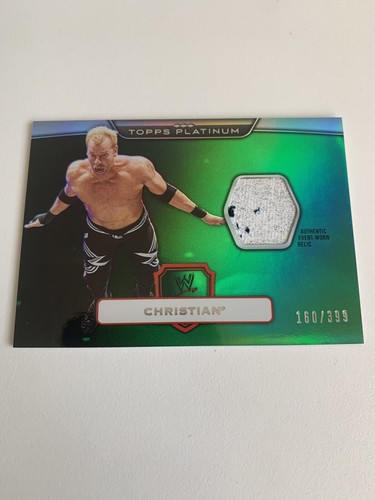 carte WWE Christian GREEN Topps Platinum 2010 Event Worn Relic Card SN 160 of 39