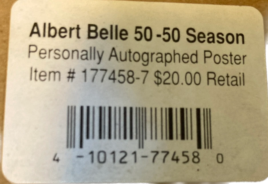 Albert Belle MLB "The Fifty Fifty Season" Autographed 36x24" Poster, NEW/SEALED - Imagem 3 de 4
