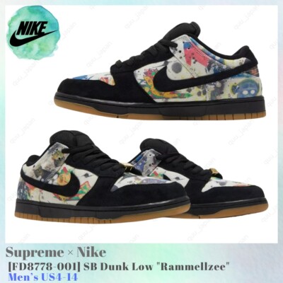 Supreme × Nike SB Dunk Low Rammellzee FD8778-001 Men's US4-14 NEW