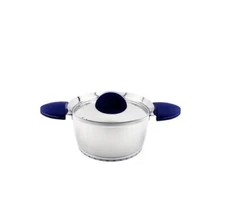 NIB BergHOFF Stacca Stainless Steel 7 Covered Casserole Dish Blue 3QT $100 SH13