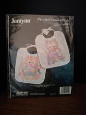 Vtg 1994 Janlynn Printed Cross Stitch Kit Cuddly Kittens Kitten Cat Set 2 Bibs