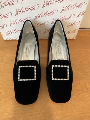 Lord Taylor Black Velvet Lancy Rhinestones Size No Box