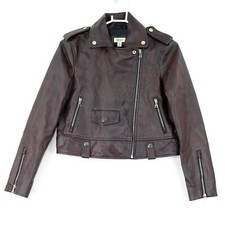 Style & Co. Women's Washed Faux Leather Moto Jacket, X-small, Wine Red, $99