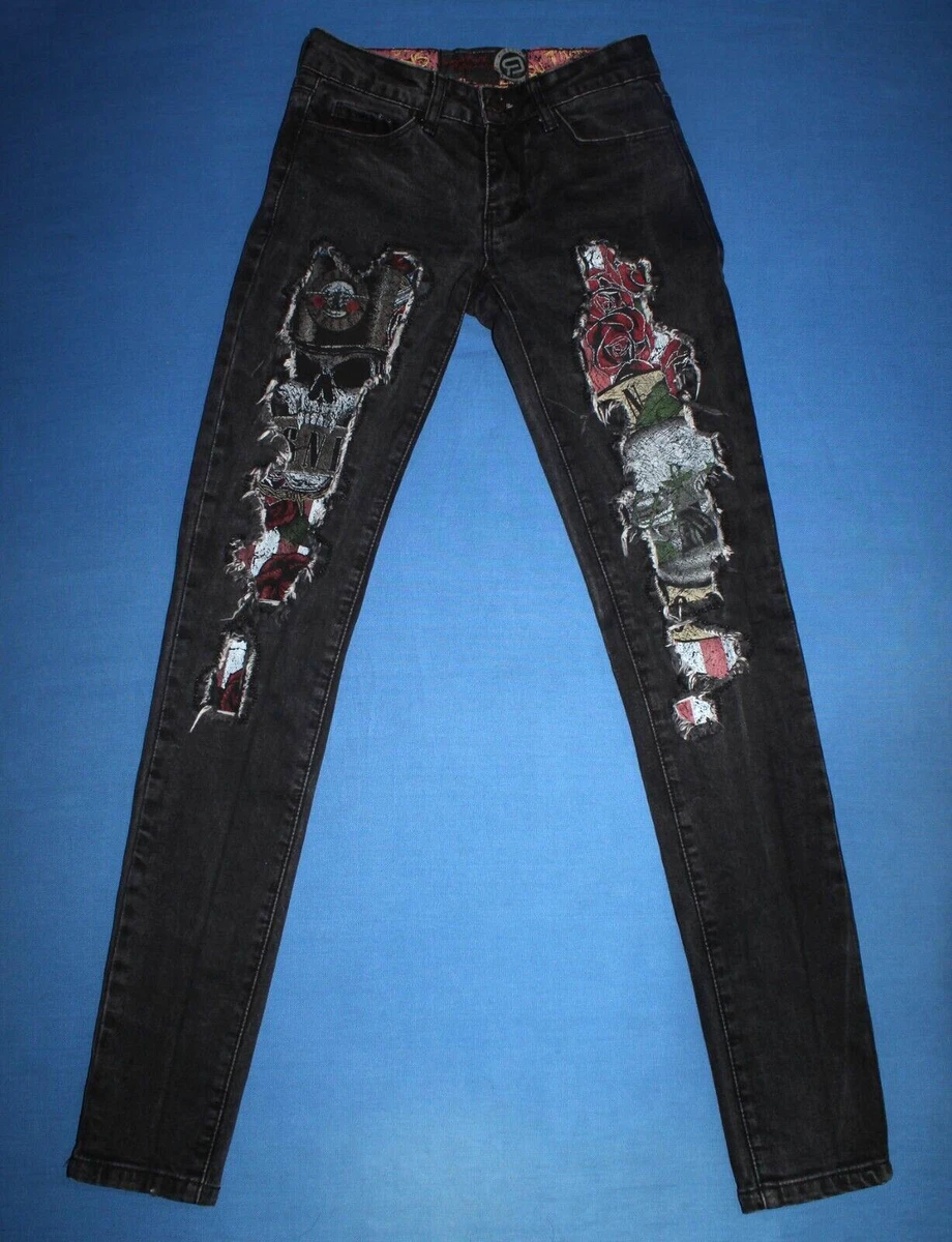 2016 Women's Guns N' Roses Jeans Glam Metal Band Black