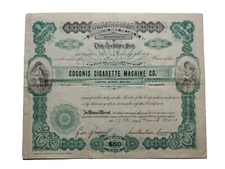 1913 Coconis Cigarette Machine (MA) Stock Certificate #43 