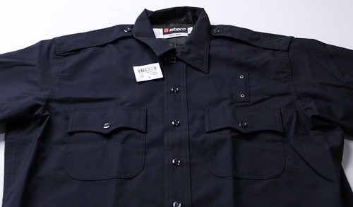 Elbeco Men's LAPD Short Sleeve 100% Wool Shirt LB3 Midnight Navy Size 17.5 - Picture 2 of 5