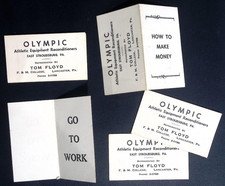 Vintage Olympic Athletic Equipment Business Cards Tom Floyd Lancaster PA Lot
