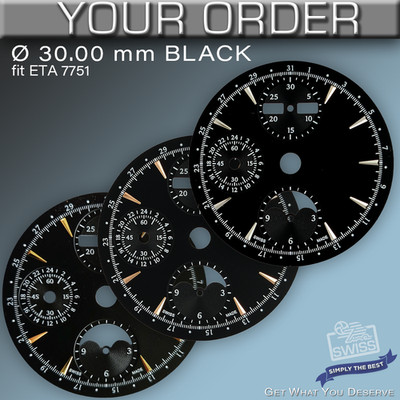 ルーデス DIAL FIT MOVEMENT ETA VALJOUX 7751, Ø 30.0 mm, BLACK WITH DAY DATE