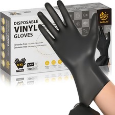 Black Vinyl Gloves, Food Grade Gloves Disposable Latex Free  Powder Free, Guant