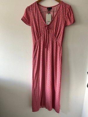 Nobody's Child Kleid Billie 8 Rosa Blumen Midi Bindeband Taille V-Ausschnitt 27 Taille