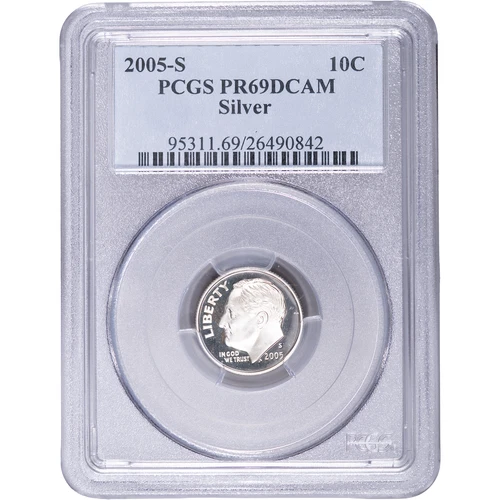 2005-S 10c Roosevelt Silver Proof Dime ~ PCGS PR69DCAM