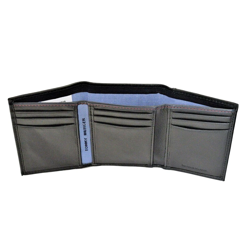 Tommy Hilfiger Hombre Cuero Tarjeta de Crédito Billetera Delgada Triple Negra 31TL11X018 Foto 4 de 4