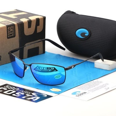Costa Del Mar Turret Black Frame Blue Mirror Polarized Lenses 580P