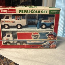 Pepsi Pepsi-Cola 4-Piece Steel Toy Truck Set 1976 White/Blue/Red Original