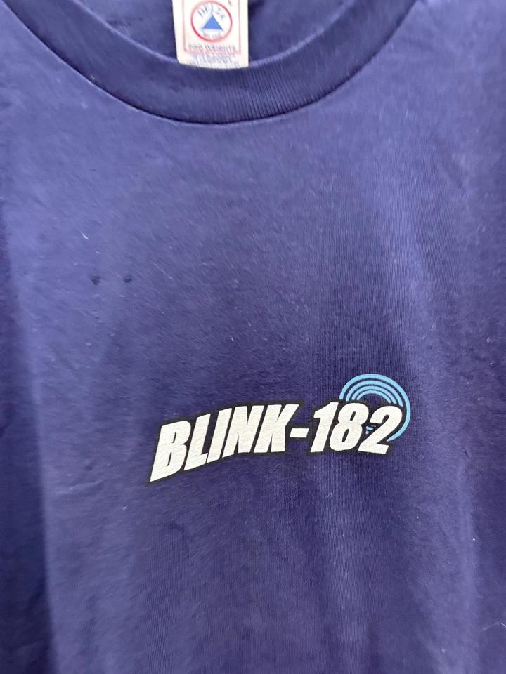 Camisa De Colección Blink-182 Para Hombres Grande Azul Marino Delta Pro Banda de Peso Camiseta Años 90 Y2k Foto 2 de 4