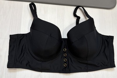 Swim By Cacique 46C Bikini Top Black Solid Lightly Lined Balconette Underwire