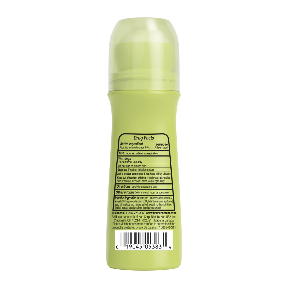 (4 pack) Ban Antiperspirant Deodorant Invisible Roll-On for Women and Men, Powde View 5