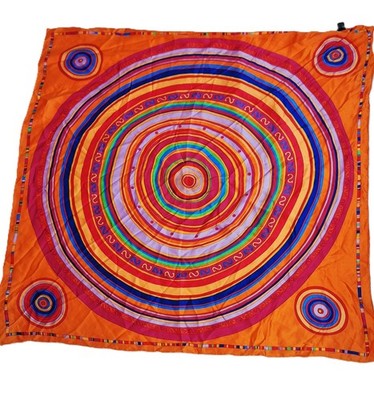 Vintage Premium Orange Silk Scarf Square with Concentric Circles Resembles H's