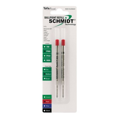 Schmidt G2 Medium Point Red Ink Cartridge Refill 2 Piece Pack Large Capacity