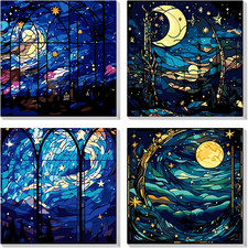 MOGTAA Framed Paint by Numbers for Adults Children Beginners, 4 Pack Cow Pain...