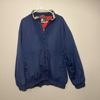 Starter Men's XL Blue Windbreaker Jacket Zip Closure Logo Accent