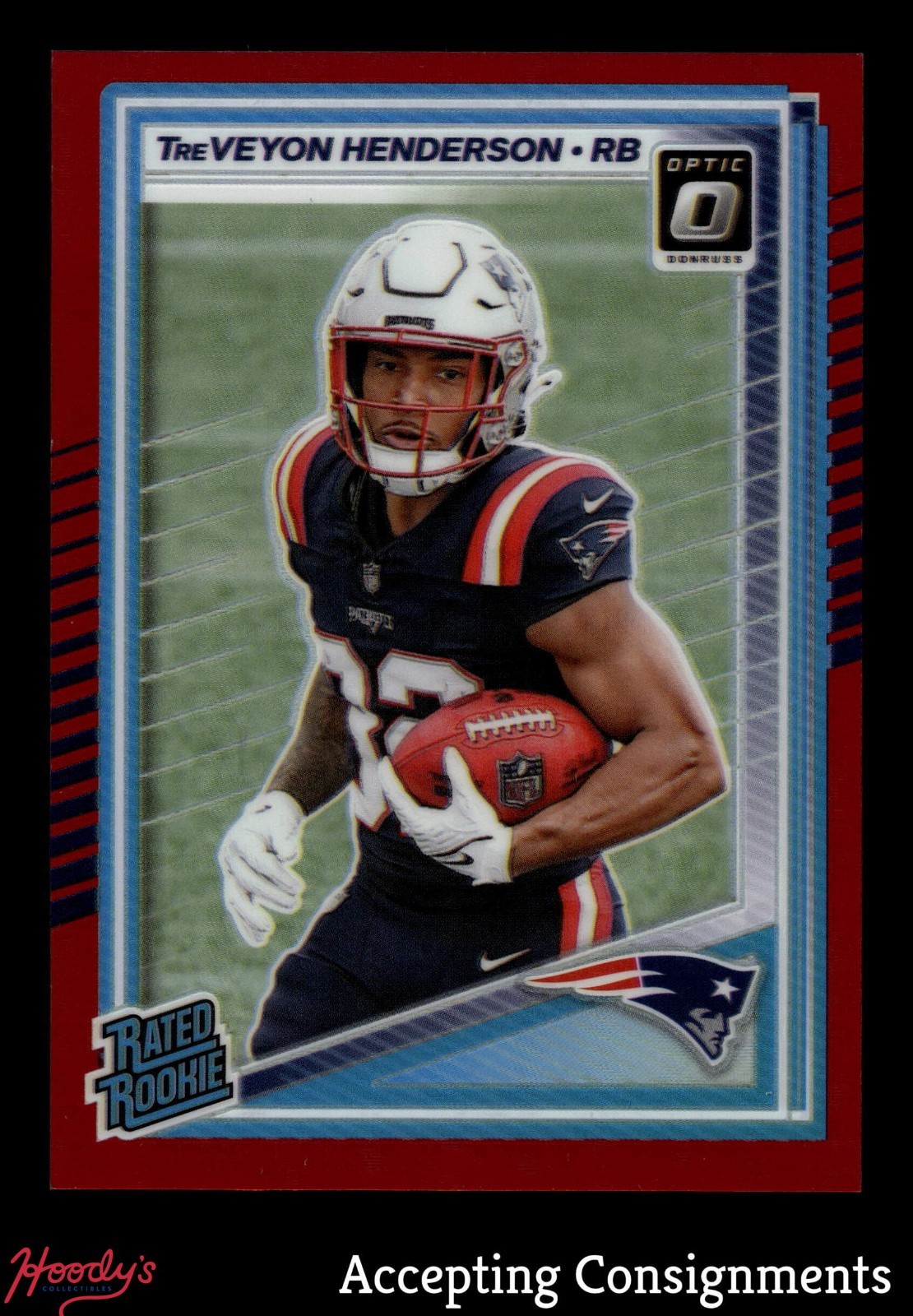 2025 Donruss Optic Red #248 TreVeyon Henderson RATED ROOKIE RC PATRIOTS 015/149