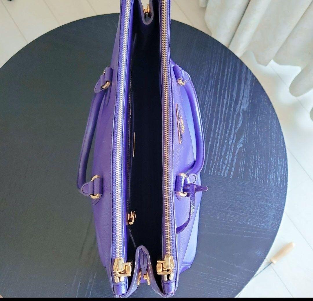 PRADA Galleria Saffiano Large Purple Designer Women Top Handle Bag Zip Authentic thumbnail 3