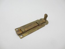 Vintage Iron Door Lock Sliding Bolt Old Brass Plated