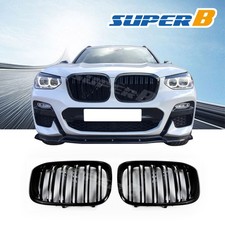 Front Bumper Grill Dual Slat Black Grille Fit 2018-21 Bmw X3 G01 2019-21 X4 G02