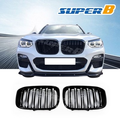Front Bumper Grill Dual Slat Black Grille Fit 2018-21 BMW X3 G01 2019-21 X4 G02
