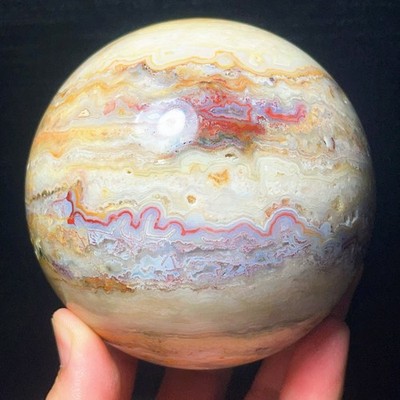 TOP 1351G Natural Polished Amber agate striped  Sphere Crystal Healing L6149