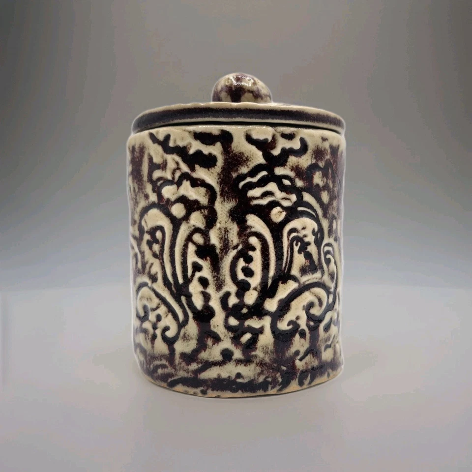 Signed Art Pottery Earth Tone Glazed Ceramic French Butter Bell Crock - Image 2 of 4