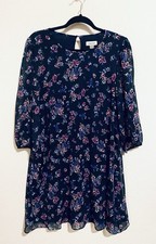 Calvin Klein Dress Womens 10 Floral Sheer Balloon Sleeve Mini Cottagecore Fairy