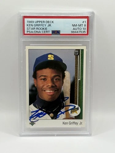 1989 Upper Deck - Star Rookie Ken Griffey Jr #1 (RC) PSA 8 AUTO 10