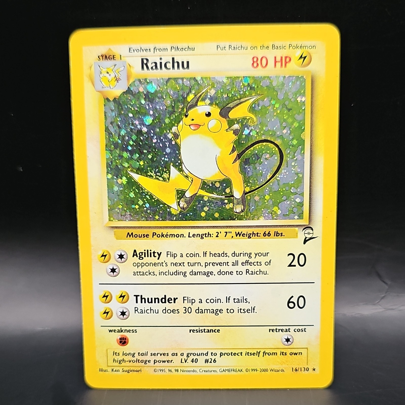 Pokémon Raichu Base Set 2 16/130 Holo Rare
