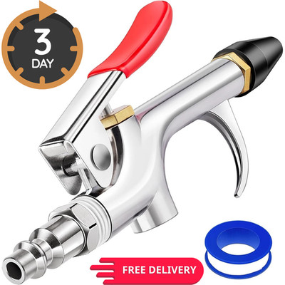4Pcs Air Blow Gun Kit, 2-Way Connection Air Nozzle Blow Gun with Rubber Tip & 1/