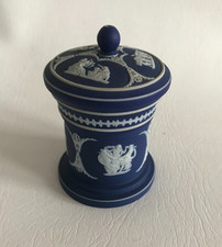 Wedgwood Blue Jasper dip small Tobacco/match jar c1867