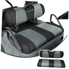 Golf Cart Diamond Seat Covers Kit Fit for EZGO TXT 1994-2013/EZGO Grey/Black