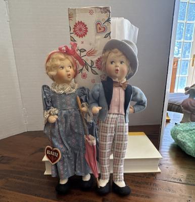 Baitz ALT-WIEN Made in Austria Cloth/Fabric Doll Pair Lot of 2 Girl & Boy