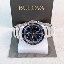 Bulova Men's Marine Star Chronograph Blue Dial Stainless Quartz Watch 98B301